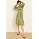 Kadın Haki Kruvaze Büzgülü Elbise Kadın Haki Kruvaze Büzgülü Elbise