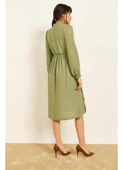 Kadın Haki Kruvaze Büzgülü Elbise Kadın Haki Kruvaze Büzgülü Elbise