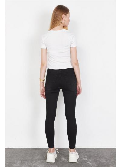 Kadın Siyah Eskitme Efektli Skinny Jeans Kadın Siyah Eskitme Efektli Skinny Jeans