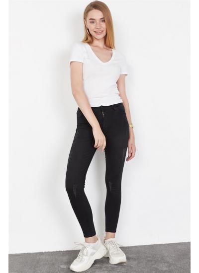 Kadın Siyah Eskitme Efektli Skinny Jeans Kadın Siyah Eskitme Efektli Skinny Jeans