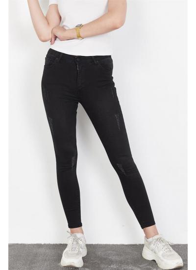 Kadın Siyah Eskitme Efektli Skinny Jeans Kadın Siyah Eskitme Efektli Skinny Jeans