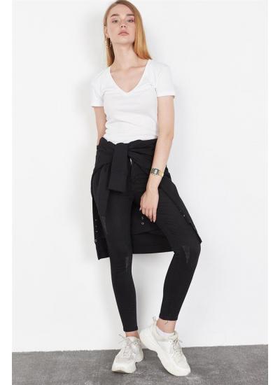 Kadın Siyah Eskitme Efektli Skinny Jeans Kadın Siyah Eskitme Efektli Skinny Jeans
